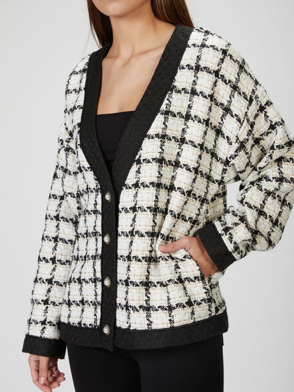 Sister Jane SUPPER CLUB TWEED CARDIGAN Size Medium